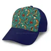 Bola Caps Turquesa Traça e Cobra Padrão Flat Cap Chapéu Curvo Malha Turquesa Azul Verde Tatuagem Flash Hippie Hipster Navio