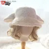 Szerokie grzbiet kapelusze wiadra czapki harajuku słodka lolita urocza owca ucha pluszowy rybak hat kobiety cosplay jagnięcy wełniane kapelusz zimowy cieplejsze dekoracja nakrycia głowy L240305