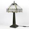 Bordslampor Temar Tiffany Glass Lamp Led Vintage Creative Simple Desk Light For Home Living Room Bedroom Bedside Decor