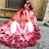 Robe de bal princesse rouge à épaules dénudées, avec des appliques en dentelle, robes de Quinceanera de luxe, robes de mariée en cristal, Robe de soirée 2024