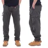 Mense Casual Cargo Pants Zipper Multi-Pocket Tactical Military Army Straight Loose Trousers Male Overalls Elastic Waist Pants 240226