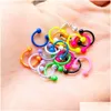 Anneaux de nez Goujons 10Pcs / Set Couleur Mélange Mode Corps Piercing Bijoux Acrylique En Acier Inoxydable Barre À Sourcils Lèvre Barbell Anneau Nombril E Dh2Od