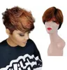 Short Pixie Cut Wig Human Hair Straight Bob Wigs With Bangs Full Machine made Wig for Women Black Ombre9928265