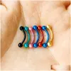 Navel Bell Button Rings 10Pcs/Lot Surgical Steel M Ball Eyebrow Piercing Internally Threaded Curved Barbell Helix Earring Lip Ring Dhuk5