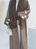 Этническая одежда Рамадан Хлопковое льняное кимоно Абая Дубай Турция Мусульманский Ислам Саудовская Аравия Ка Абая для женщин Кафтан Халат Femme Musulmane