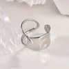 Pierścienie klastra Panjbj 925 Sterling Silve ze stali nierdzewnej geometryczne nieregularne pierścień dla kobiet proste wydrążone upuszczenie biżuterii