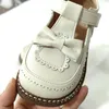 11.5-15 cm Brand Girls Autumn Flats Shoessolid Soft Sole Toddler Strap Shoes With Cute Futterfly-Knotbaby Party First Walkers 240220