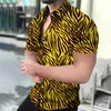 Мужские повседневные рубашки, модная рубашка с леопардовым принтом на пуговицах и коротким рукавом, сексуальная уличная одежда в стиле ретро, 2024 Su