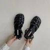 Lyxdesigner Womens Sandals Classic Woven Roman Sandals Flat Low Heels Leather Women's Slippers