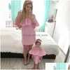 Abiti coordinati per la famiglia Mamma e figlia Abito per la mamma Baby Mommy Me Vestiti Set di moda Abiti in chiffon Madre Bambini Consegna di goccia M Dhcfy