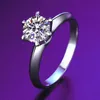 S925 Sterling Silver Simple T Home Six Claw D Color Mo Sang Diamond Ring Female Tiktok Hot Broadcast With Certificate