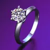 S925 sterling silver simple T home six claw D color Mo Sang diamond ring female Tiktok hot broadcast with certificate