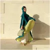ملابس عرقية أزياء دبي شيفون تباين اللون مفتوحة abaya للإناث العرب الكويتي مريح ماروكين الإسلامي إسلامي ديلي DH5JS