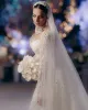Арабское платье Aso Ebi, роскошное свадебное платье-русалка с блестками, изысканное свадебное платье с прозрачным вырезом и жемчугом, с длинными рукавами и бисером, со шлейфом, платье de novia