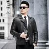 Men's Suits Lapel Sheepskin Jacket Retro Black Motorcycle Coat Male Nature Leather Trend Handsome Wear Plus Size Outerwear