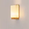 Vägglampa enkel modern led japansk träglas sconce fixtur för vardagsrum sovrum sovrum ljus heminredning luminaria