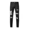 Men's Jeans purple jeans designer jeans for mens jeans Hiking Pant Ripped Hip hop High Street Fashion Brand Pantalones Motorcycle Embroidery Close fitting 240308