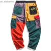 Men's Pants Men Corduroy Patchwork Pockets Cargo Pants 2018 Harem Joggers Harajuku Sweatpants Trousers 240308