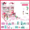 3D DIY Dream Princess Castle Villa Assembly Doll House Set Toy Girl Family Childrens Music 240223