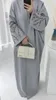 Etnisk kläder Bomullslinne Öppet Abaya Floral broderi Kimono Muslim Hijab Dress Abayas för kvinnor Dubai Turkiet Islamiska blygsamma Kaftan