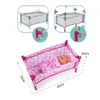 1set Reborn Doll Bed Baby Toddler Crib Play House Toys Accs 240223