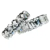 Trouwringen Mode Persoonlijkheid Emerald Cut Moissanite Rij Ring Trendy Bands Vrouwen Geometrische Drop Levering Dh0Uo