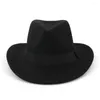 Bérets Vintage Western Cowboy chapeau hommes rétro Bowler Fedora femme noir rouge feutre large bord Jazz casquette Cowgirl Sombrero Hombre