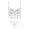 Soutien-gorge Ensembles Français Sexy Voir à travers le soutien-gorge et la culotte en dentelle à armatures rassemblent la beauté sous-vêtements femmes pure désir bralette lenceria