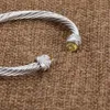 dy bangleブレスレット高級デザイナーツイストブレスレットパールヘッド女性ファッション汎用ブレスレットジュエリープラチナメッキウェディングギフト5mm 4mm厚さ