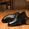 Casual Shoes Genuine Leather Male Comfortable Walking Shoe Men Handmade Vintage Crocodile Pattern Oxfords