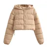 Trenchs de femmes manteaux dame streetwear décontracté court à capuche veste rembourrée couleur solide mode automne hiver chaud trajet élégant femme outcoat