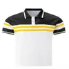 أزرار رجالي قميص قميص قصير الأكمام مخططة ملونة 3D قمم المطبوعة Tees عرضية Polo T Shirt الذكور الضخمة 5xl الملابس 240229