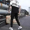 رجال المسارات الرياضية الرياضة بدلات الأبجدية Tracksuit Jogger Clothing White T Shirt Man Sportswear Pants مجموعات عرض أنيقة عرض XL