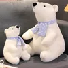 Simpatico orso polare peluche morbido peluche peluche sciarpa orso polare bambola decorazione della stanza regalo di compleanno per bambini giocattoli per bambini 240308