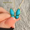 Designer Necklace VanCF Necklace Luxury Diamond Agate 18k Gold quality V Gold Natural White Fritillaria Butterfly Necklace for Women Rose Gold Bone Chain