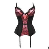 Bustiers Corsets Bustiers Corsets Femme Corset Y Gothique Dentelle Overlay Top Lingerie Overbust Bustier Burlesque Style Vintage Mode Dhra7