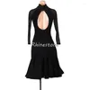 Stage Wear Split Hemline Latin Dance Exam Professional Performance Suit Competition Rumba Denim Dress Product Can Be Customized