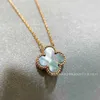 Designer Necklace VanCF Necklace Luxury Diamond Agate 18k Gold Sterling Grey Clover Necklace Plated with Rose Gold Natural Grey Pendant Chain Precision