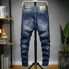 Jeans da uomo 2022 Moda Casual Uomo Dritto Stretch Dot Craft Piccoli piedi Skinny Jens Uomo Graffiato Blue Hole Denim Pantaloni marea