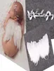 5set niemowlę niemowlęta liście oliwkowe opaska na głowę biały pióro anioł couture Newbron chrzest pasmo włosów Pography props set y5294656