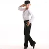 Stage Wear Jongen Latin Dancewear Ruffly Blauw Wit Zwart Ballroom Moderne Jongens Danskostuums Kleding