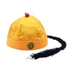 Berets Vintage Chinese Qingdynasty Hat voor themafeestje Volwassen kinderen