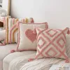 Cushion/Decorative INS style pink tufted sofa throw Home small fresh love cushion Removable cover