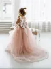 Lace Flower Girl Bows Children s First Communion Princess Tulle Ball Gown Wedding Party Dress