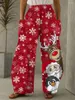 Женские брюки с рождественским принтом, спортивные штаны для женщин, 2024, свободные повседневные осенне-зимние брюки с эластичной резинкой на талии