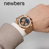 Luxury Aps Factory Audemar Pigue Watch Swiss Movement Abbey Royal Oak Offshore Watch 42mm Blue Unmarked dial Rose Gold