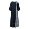 Ropa étnica Mujeres Vestido de moda musulmana Lino Abaya Árabe Turco Kaftan Plaid Maxi Yukata Islámico Tradicional Kimono Túnica suelta