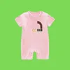 Baby Pure Cotton Rompers Boys Girls Designer Print Summer Luxury Shortsleeved and Long Sleeve Jumpsuit nyfödd Romper G00118833632