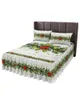 ベッドスカートクリスマスパイン針の葉の弾力性のあるベッドスプレッド枕カバーマットレスカバーベッドセットシート