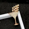 Brooches Rhinestone Crystal Cocktail Glass Pins Creative Design Handmade Gift For Party Jewelry Pin Broche